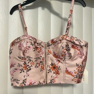 Forever 21 
Floral woven strapped cami crop top w/ zipper
Brand New w/ tag